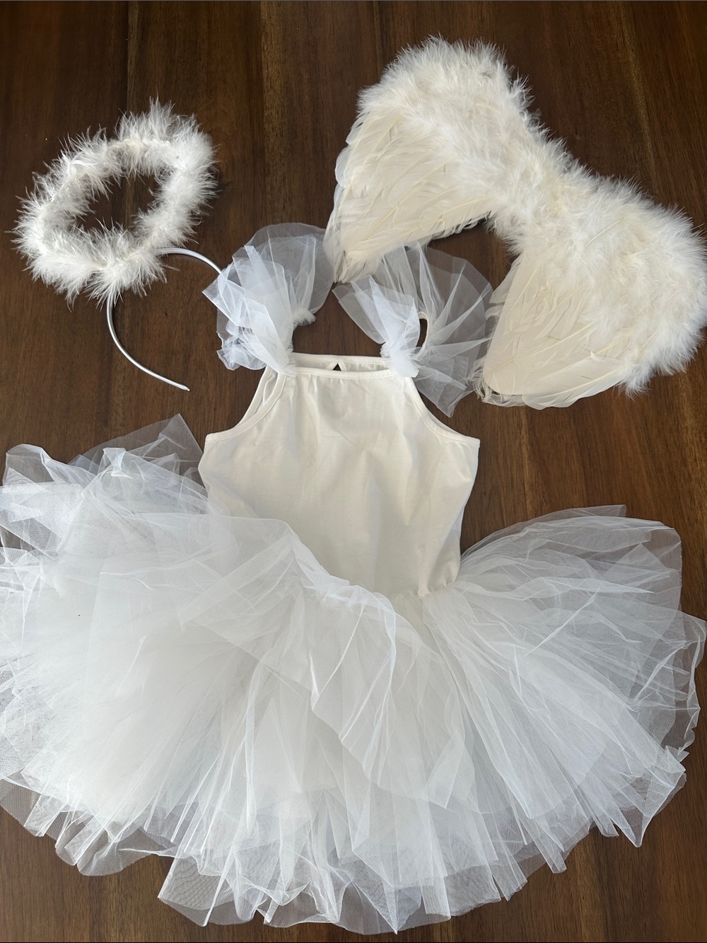 Tutu.kk White Angel Costume Tutu Dress Set with Wings & Halo Size L (4-6T)